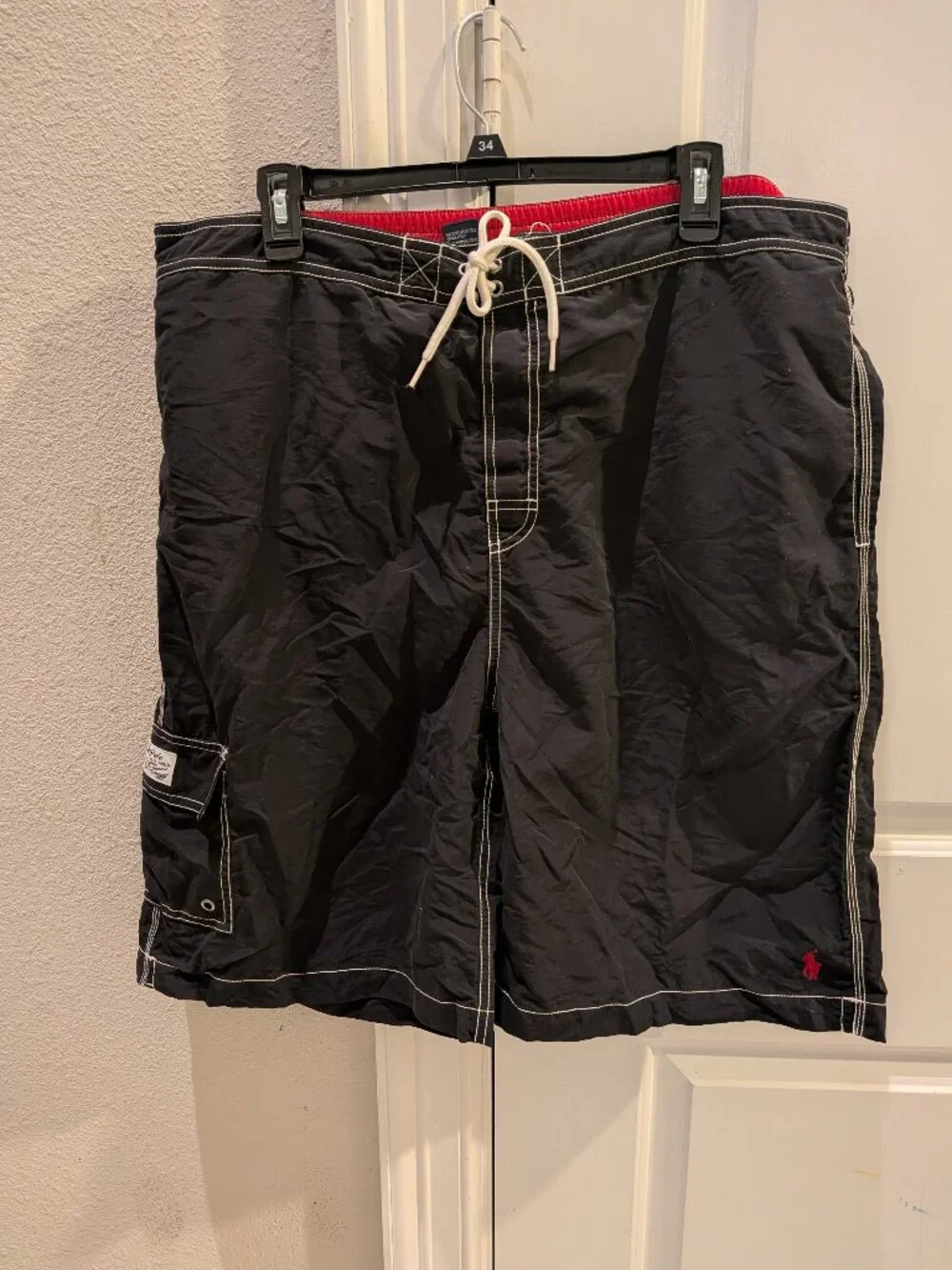 Polo Ralph Lauren Lined Swimming Shorts Black Cargo Pocket Mens Size XXL